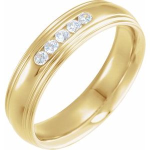 14K Yellow 1/5 CTW Natural Diamond Half Round Edge Band Size 7 - BN & CO JEWELRY