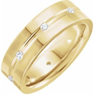 14K Yellow 1/6 CTW Natural Diamond Grooved Band Size 10 - BN & CO JEWELRY
