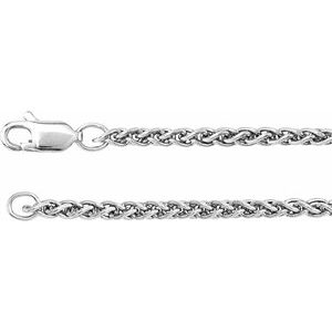 Rhodium-Plated Sterling Silver 2.4 mm Wheat 20" Chain - BN & CO JEWELRY