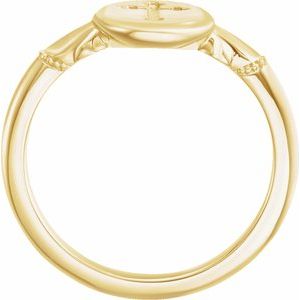 14K Yellow 11.5x8.8 mm Oval Cross Signet Ring - BN & CO JEWELRY