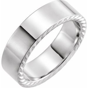 14K White 7 mm Rope Pattern Band - BN & CO JEWELRY
