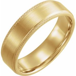 14K Yellow 6 mm Flat Knurled Edge Band with Satin Finish Size 11 - BN & CO JEWELRY