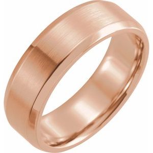14K Rose 7 mm Beveled-Edge Band with Satin Finish - BN & CO JEWELRY