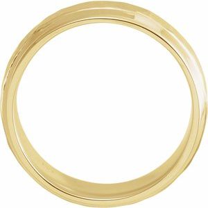 14K Yellow 7 mm Beveled-Edge Band with Hammered Texture - BN & CO JEWELRY