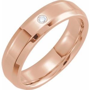 14K Rose .04 CTW Natural Diamond Beveled Edge Band Size 11 - BN & CO JEWELRY