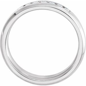 14K White 1/4 CTW Natural Diamond Beveled-Edge Band Size 10 - BN & CO JEWELRY