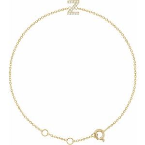 14K Yellow .06 CTW Natural Diamond Initial Z 6-7" Bracelet - BN & CO JEWELRY