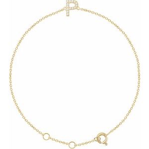 14K Yellow .05 CTW Natural Diamond Initial P 6-7" Bracelet - BN & CO JEWELRY