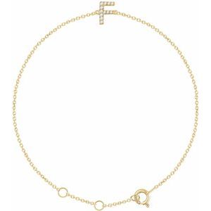 14K Yellow .05 CTW Natural Diamond Initial F 6-7" Bracelet - BN & CO JEWELRY