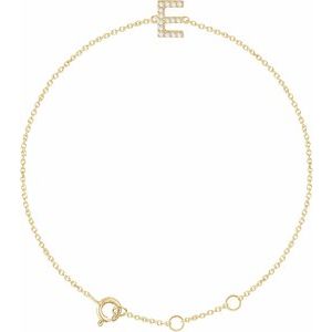 14K Yellow .06 CTW Natural Diamond Initial E 6-7" Bracelet - BN & CO JEWELRY