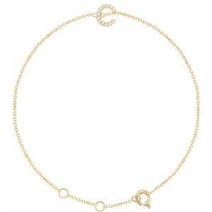14K Yellow .04 CTW Natural Diamond Initial C 6-7" Bracelet - BN & CO JEWELRY