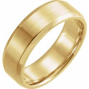 14K Yellow 7 mm Beveled-Edge Band with Satin Finish - BN & CO JEWELRY