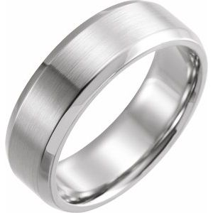 18K White 7 mm Beveled-Edge Band with Satin Finish - BN & CO JEWELRY