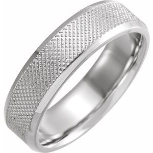 14K White 6 mm Knurled Beveled-Edge Band Size 9 - BN & CO JEWELRY