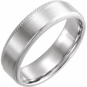 14K White 6 mm Flat Knurled Edge Band with Satin Finish Size 10 - BN & CO JEWELRY