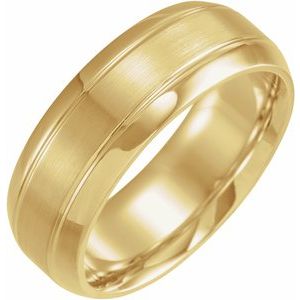 18K Yellow 8 mm Grooved Beveled-Edge Band Size 12 - BN & CO JEWELRY