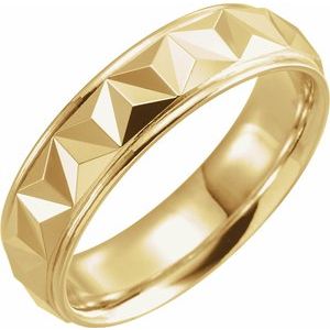 14K Yellow 6 mm Geometric Band with Polished Finish Size 10 - BN & CO JEWELRY