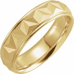 14K Yellow 6 mm Geometric Band with Matte/Polished Finish Size 10 - BN & CO JEWELRY