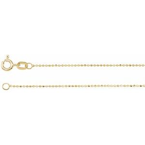 14K Yellow 1 mm Diamond-Cut Bead 24" Chain - BN & CO JEWELRY
