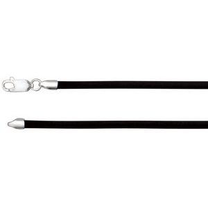 Sterling Silver 3 mm Black Rubber 18" Necklace - BN & CO JEWELRY