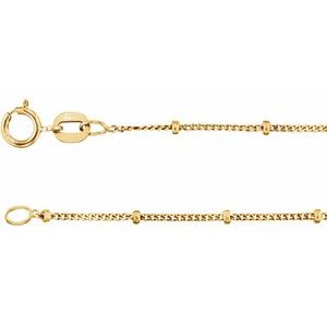 14K Yellow 1.9 mm Solid Beaded Curb 18" Chain - BN & CO JEWELRY