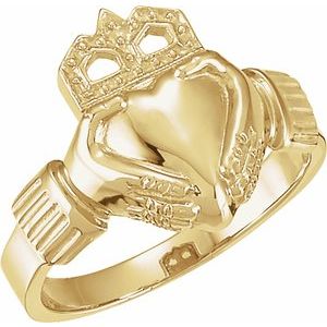 18K Yellow 14.5x10.5 mm Ladies Claddagh Ring - BN & CO JEWELRY