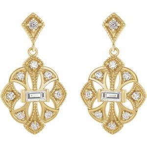 14K Yellow 3/8 CTW Natural Diamond Vintage-Inspired Earrings - BN & CO JEWELRY