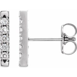 14K White 1/8 CTW Natural Diamond French-Set Bar Earrings - BN & CO JEWELRY