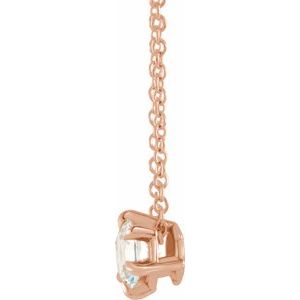 14K Rose 1/2 CT Natural Diamond Solitaire 16-18" Necklace - BN & CO JEWELRY