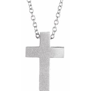 Sterling Silver 13.5x9 mm Scroll Cross 16-18" Necklace - BN & CO JEWELRY
