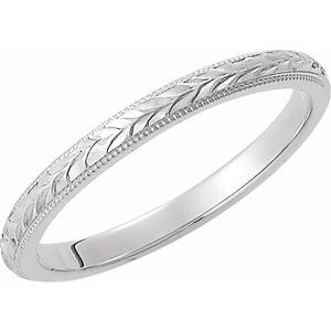 14K White 2 mm Design-Engraved Band Size 5.5 - BN & CO JEWELRY