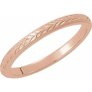 14K Rose 2 mm Design-Engraved Band Size 7 - BN & CO JEWELRY