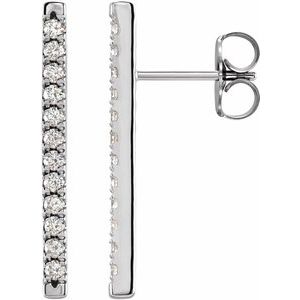 14K White 1/3 CTW Natural Diamond French-Set Bar Earrings - BN & CO JEWELRY