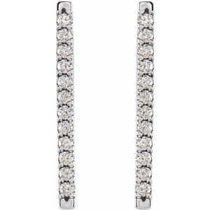14K White 1/3 CTW Natural Diamond French-Set Bar Earrings - BN & CO JEWELRY
