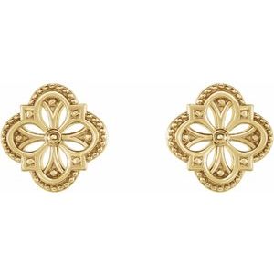 14K Yellow Vintage-Inspired Clover Earrings - BN & CO JEWELRY