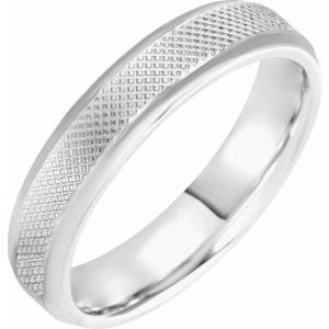 Platinum 5 mm Knurled Beveled-Edge Band Size 8 - BN & CO JEWELRY