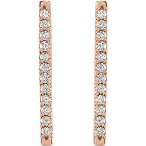 14K Rose 1/3 CTW Natural Diamond French-Set Bar Earrings - BN & CO JEWELRY