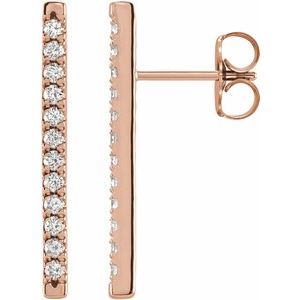14K Rose 1/3 CTW Natural Diamond French-Set Bar Earrings - BN & CO JEWELRY