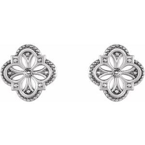 14K White Vintage-Inspired Clover Earrings - BN & CO JEWELRY