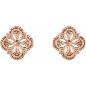 14K Rose Vintage-Inspired Clover Earrings - BN & CO JEWELRY