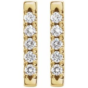 14K Yellow 1/8 CTW Natural Diamond French-Set Bar Earrings - BN & CO JEWELRY