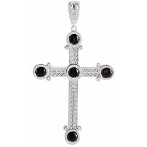 Sterling Silver Natural Onyx Cross Pendant - BN & CO JEWELRY