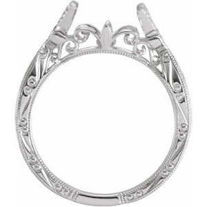 14K White 1/10 CTW Diamond Natural Vintage-Inspired Peg Shank with 6 mm span - BN & CO JEWELRY