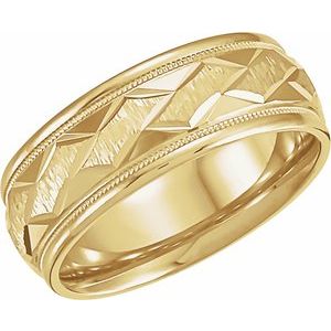 14K Yellow Gold-Plated Design Band with Satin Finish & Milgrain Size 10 - BN & CO JEWELRY