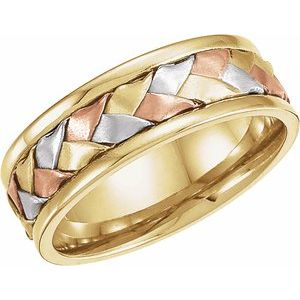 14K Tri-Color 7.75 mm Woven Band Size 10 - BN & CO JEWELRY