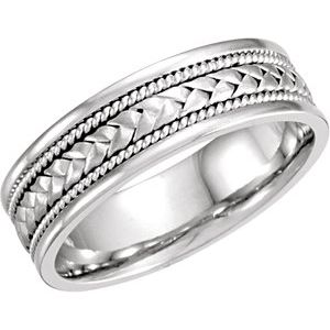 14K White 6.75 mm Woven Band Size 11 - BN & CO JEWELRY