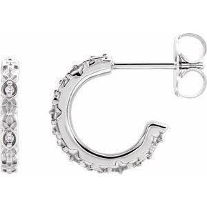 14K White .05 CTW Natural Diamond Vintage-Inspired Huggie Earrings - BN & CO JEWELRY