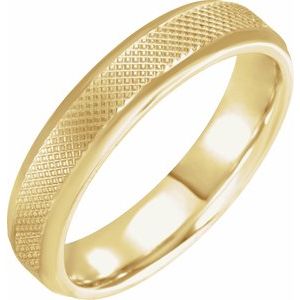 14K Yellow 5 mm Knurled Beveled-Edge Band Size 9 - BN & CO JEWELRY