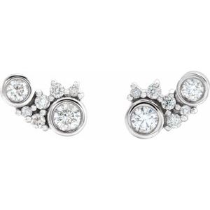 14K White 1/4 CTW Natural Diamond Scattered Bezel-Set Earrings - BN & CO JEWELRY