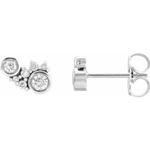 14K White 1/4 CTW Natural Diamond Scattered Bezel-Set Earrings - BN & CO JEWELRY